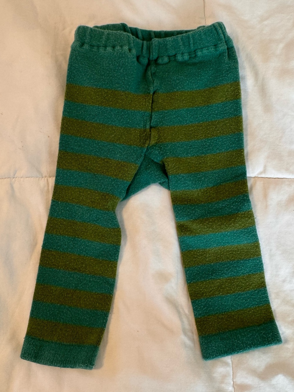 Doodle Pants Teal & Olive Striped Knit Toddler Pants
